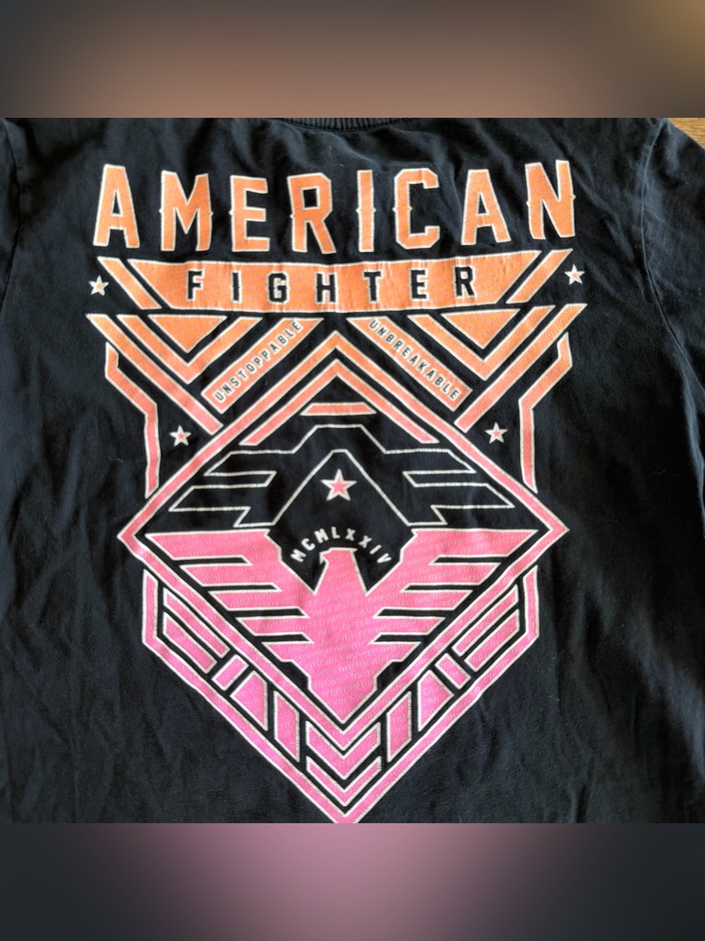 American Fighter Black Tee with White Logo Print - Picture 8 of 8